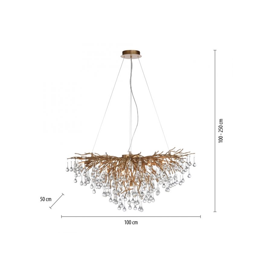 Paul Neuhaus 2192-11 - Candeeiro suspenso ICICLE 10xG9/40W/230V 50x100 cm latão