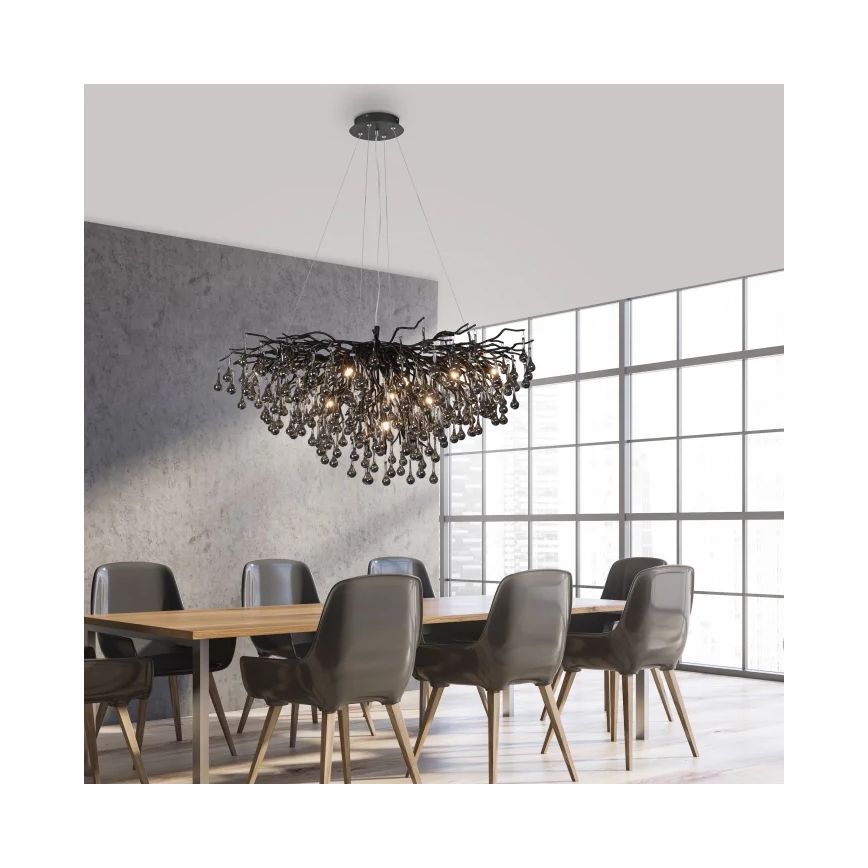 Paul Neuhaus 2192-18 - Lustre suspenso por cabo ICICLE 10xG9/40W/230V 50x100 cm preto