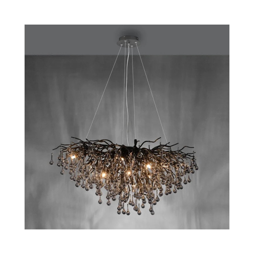 Paul Neuhaus 2192-18 - Lustre suspenso por cabo ICICLE 10xG9/40W/230V 50x100 cm preto