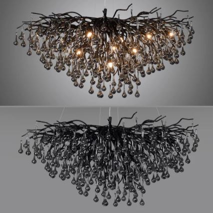 Paul Neuhaus 2192-18 - Lustre suspenso por cabo ICICLE 10xG9/40W/230V 50x100 cm preto