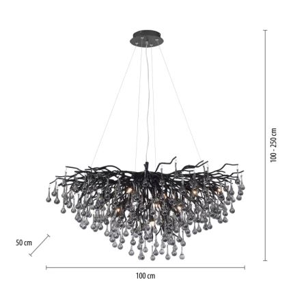 Paul Neuhaus 2192-18 - Lustre suspenso por cabo ICICLE 10xG9/40W/230V 50x100 cm preto