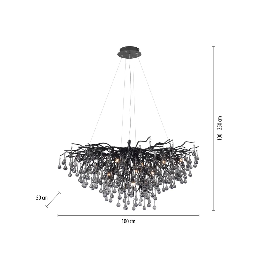 Paul Neuhaus 2192-18 - Lustre suspenso por cabo ICICLE 10xG9/40W/230V 50x100 cm preto