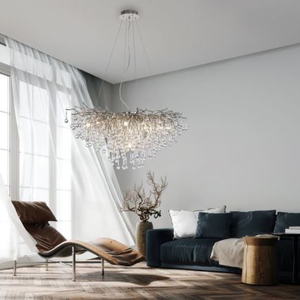 Paul Neuhaus 2192-55 - Candeeiro suspenso ICICLE 10xG9/40W/230V 50x100 cm cromado brilhante