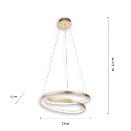 Paul Neuhaus 2472-12 - Candelabro suspenso LED com regulação ROMAN LED/30W/230V dourado
