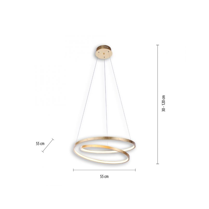 Paul Neuhaus 2472-12 - Candelabro suspenso LED com regulação ROMAN LED/30W/230V dourado
