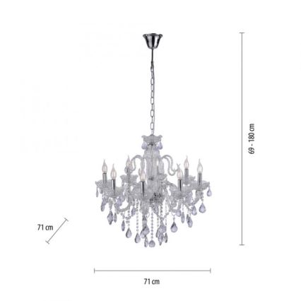 Paul Neuhaus 3081-00 - Candelabro suspenso de cristal GRACIA 8xE14/40W/230V