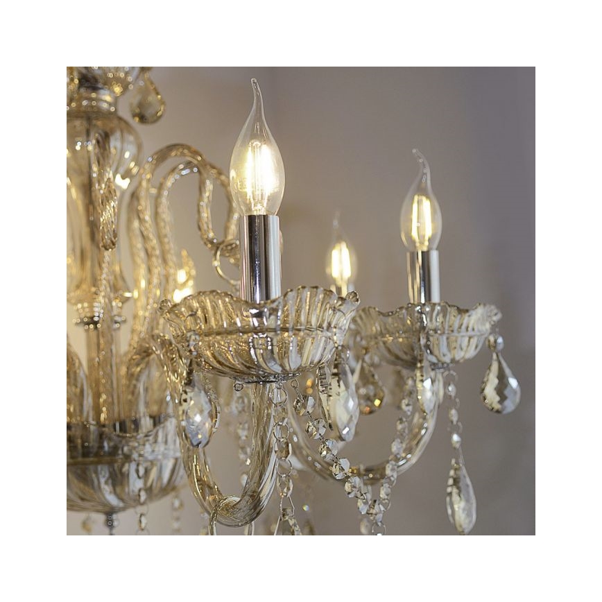 Paul Neuhaus 3081-97 - Candelabro suspenso de cristal GRACIA 8xE14/40W/230V dourado