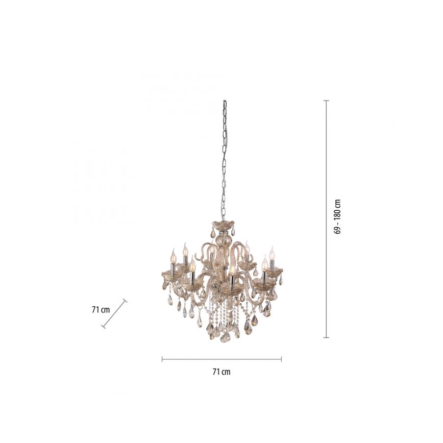 Paul Neuhaus 3081-97 - Candelabro suspenso de cristal GRACIA 8xE14/40W/230V dourado