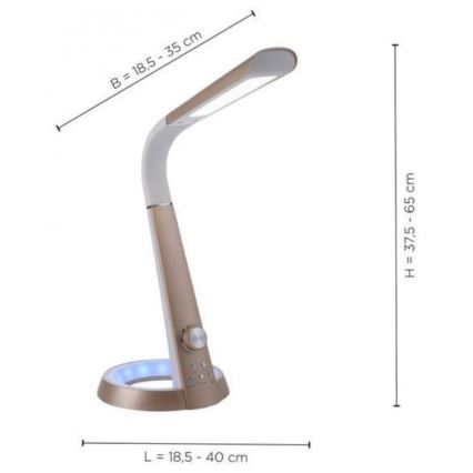 Paul Neuhaus 4591-60 - Candeeiro de mesa LED RGB com regulação BILL LED/5,7W/230V 3000-6500K USB + LED/1,6W brass