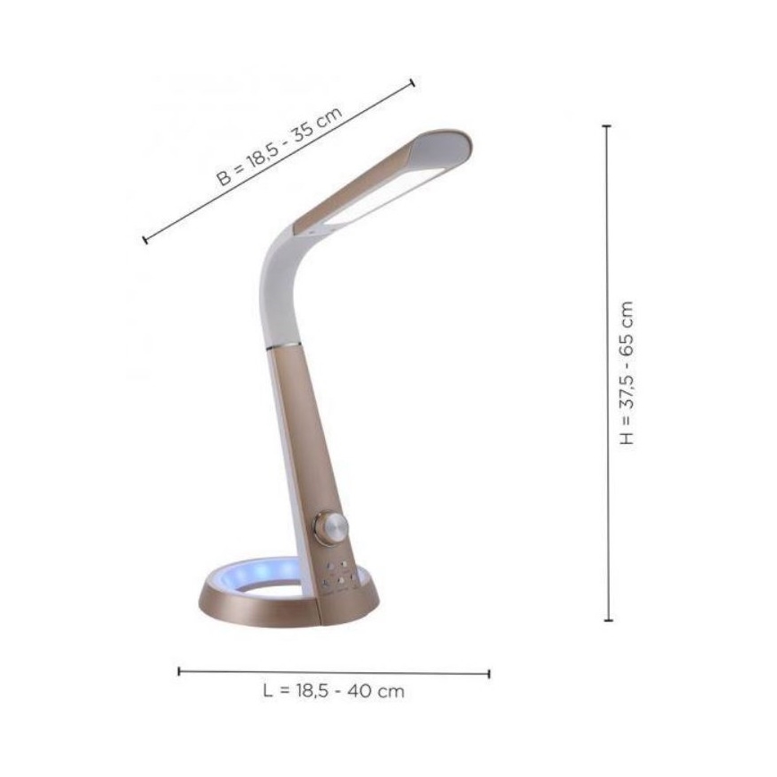 Paul Neuhaus 4591-60 - Candeeiro de mesa LED RGB com regulação BILL LED/5,7W/230V 3000-6500K USB + LED/1,6W brass