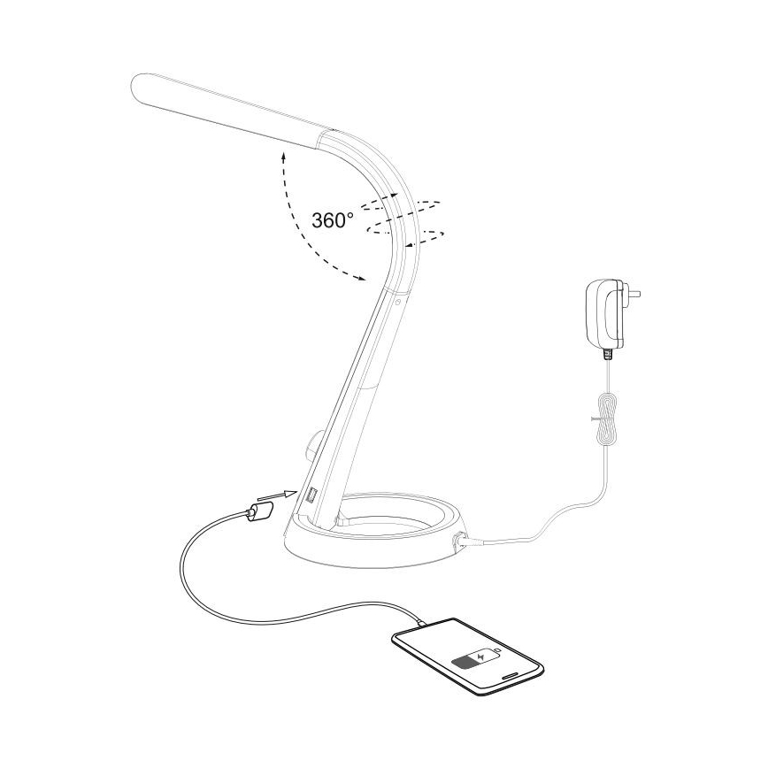 Paul Neuhaus 4591-60 - Candeeiro de mesa LED RGB com regulação BILL LED/5,7W/230V 3000-6500K USB + LED/1,6W brass