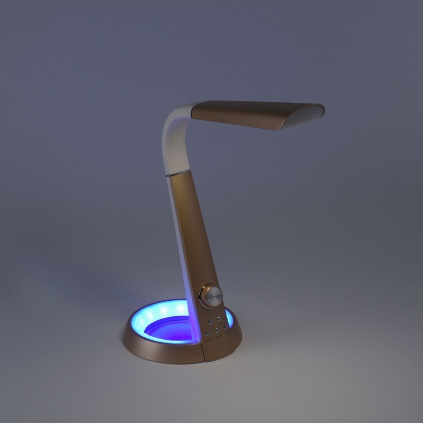 Paul Neuhaus 4591-60 - Candeeiro de mesa LED RGB com regulação BILL LED/5,7W/230V 3000-6500K USB + LED/1,6W brass