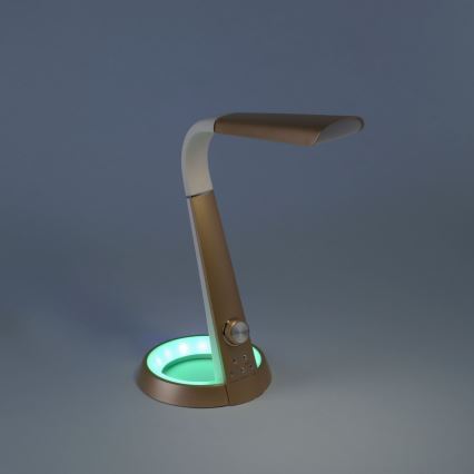 Paul Neuhaus 4591-60 - Candeeiro de mesa LED RGB com regulação BILL LED/5,7W/230V 3000-6500K USB + LED/1,6W brass