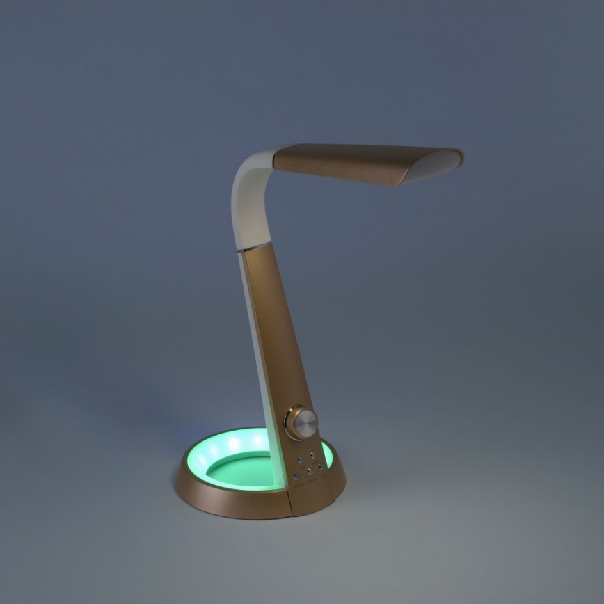 Paul Neuhaus 4591-60 - Candeeiro de mesa LED RGB com regulação BILL LED/5,7W/230V 3000-6500K USB + LED/1,6W brass