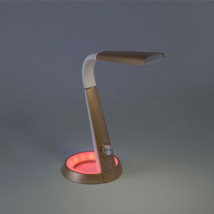 Paul Neuhaus 4591-60 - Candeeiro de mesa LED RGB com regulação BILL LED/5,7W/230V 3000-6500K USB + LED/1,6W brass