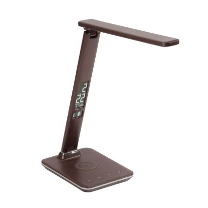 Paul Neuhaus 4595-23 - Lâmpada de mesa tátil LED regulável com carregamento sem fio ADRIANO LED/5W/230V castanha