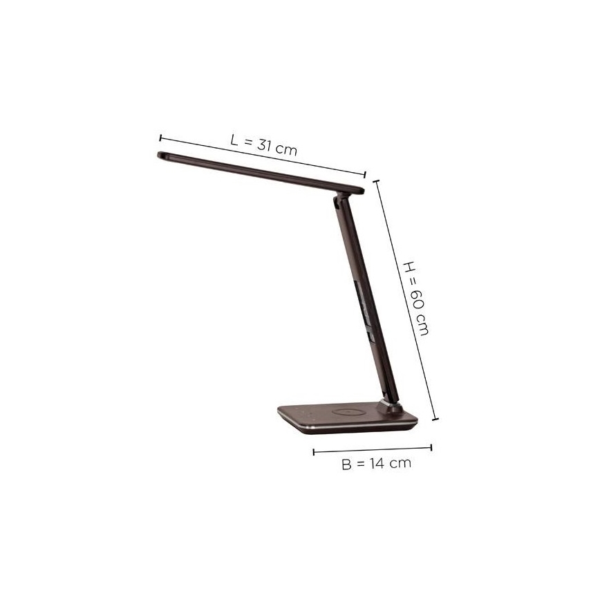 Paul Neuhaus 4595-23 - Lâmpada de mesa tátil LED regulável com carregamento sem fio ADRIANO LED/5W/230V castanha