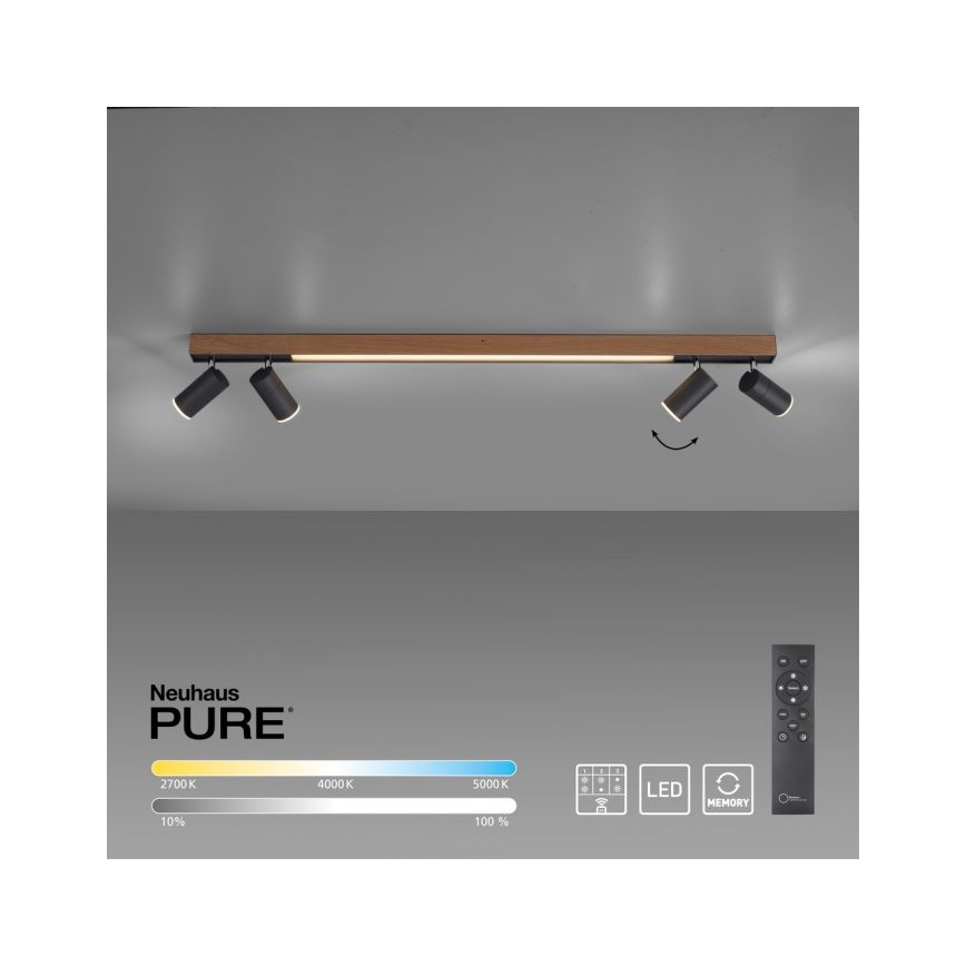 Paul Neuhaus 6121-79 - Foco LED com regulação PURE 4xLED/4W/230V + LED/9W 2700-5000K + comando