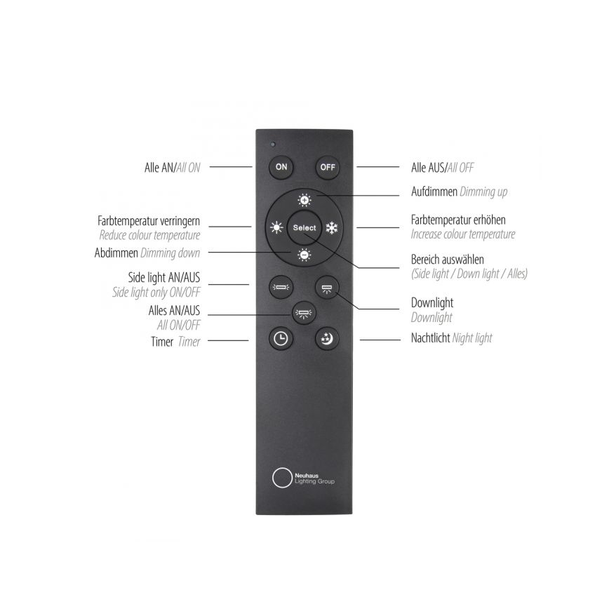Paul Neuhaus 6121-79 - Foco LED com regulação PURE 4xLED/4W/230V + LED/9W 2700-5000K + comando