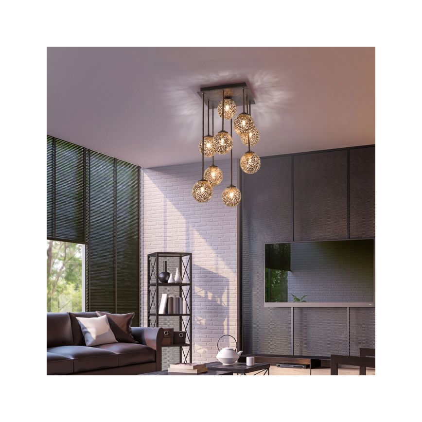 Paul Neuhaus 6238-48 - Candelabro suspenso GRETA 9xG9/40W/230V