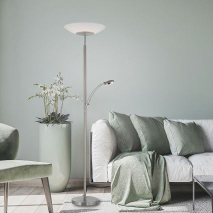 Paul Neuhaus 655-55 - Candeeiro de chão LED com regulação ALFRED 1xLED/28W+1xLED/4W/230V cromado brilhante