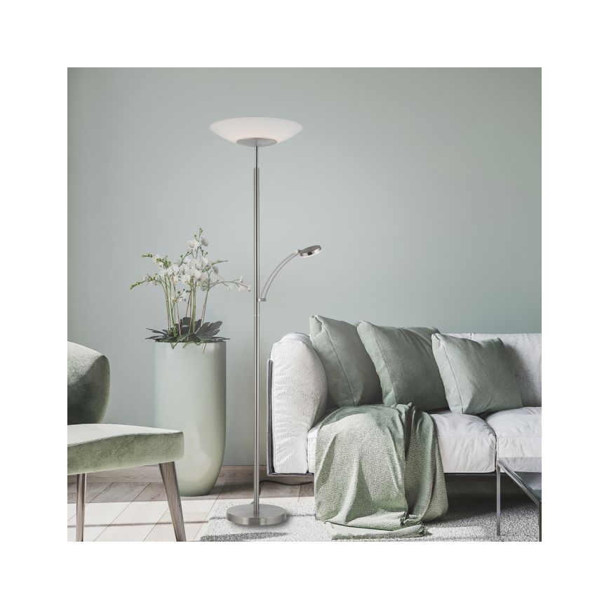 Paul Neuhaus 655-55 - Candeeiro de pé LED regulável ALFRED LED/28W+LED/4W/230V cromo brilhante