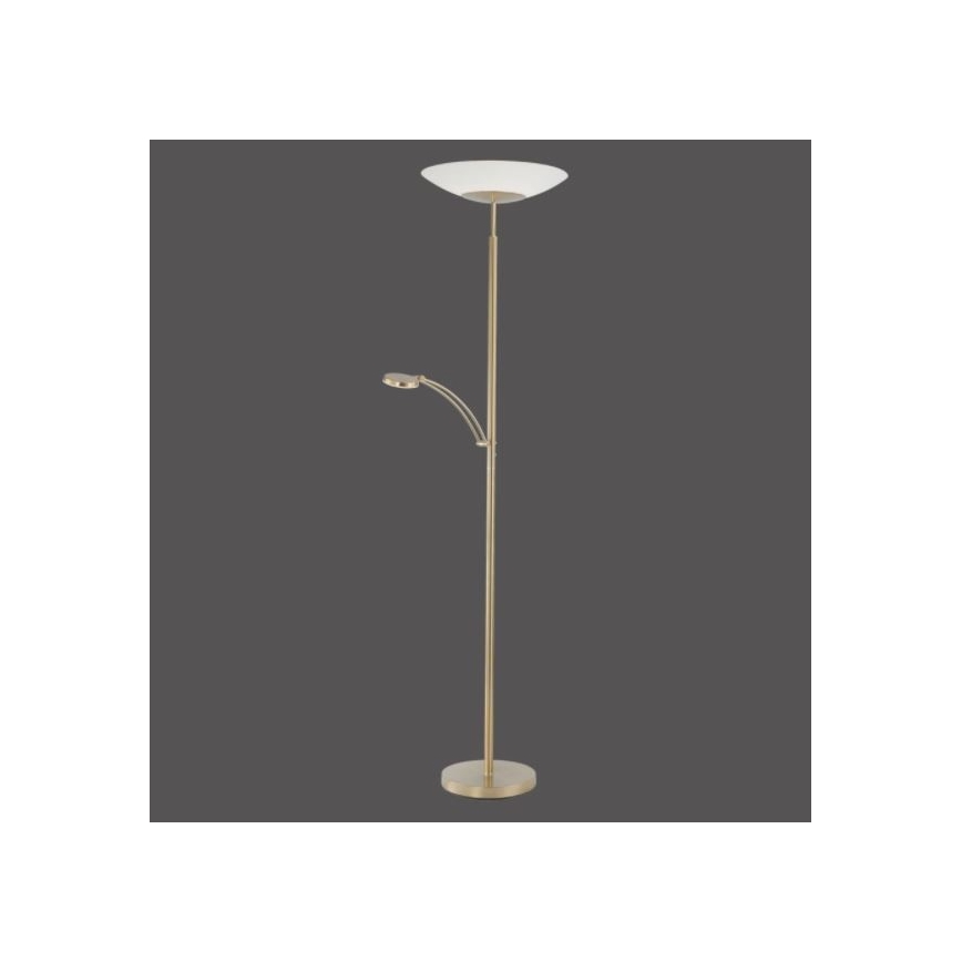 Paul Neuhaus - 655-60 - Candeeiro de chão LED com regulação ALFRED 1xLED/28W/230V+1xLED/4W/230V latão