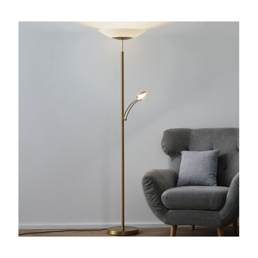 Paul Neuhaus - 655-60 - Candeeiro de chão LED com regulação ALFRED 1xLED/28W/230V+1xLED/4W/230V latão