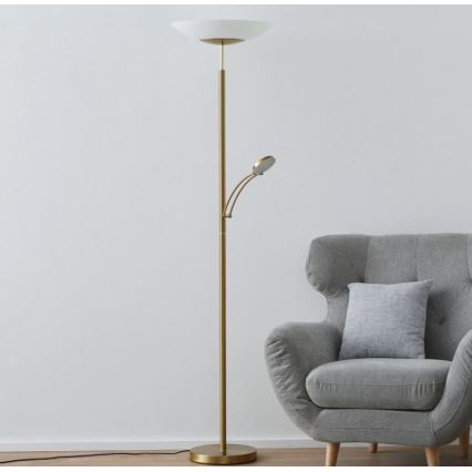 Paul Neuhaus 655-60 - Candeeiro de pé LED regulável ALFRED LED/28W/230V+LED/4W/230V latão