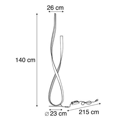 Paul Neuhaus 720-12 - Candeeiro de chão LED com regulação LINDA LED/27W/230V dourado