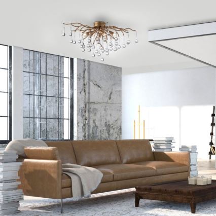 Paul Neuhaus 8090-11 - Candeeiro integrado ICICLE 4xG9/40W/230V 30x60 cm latão