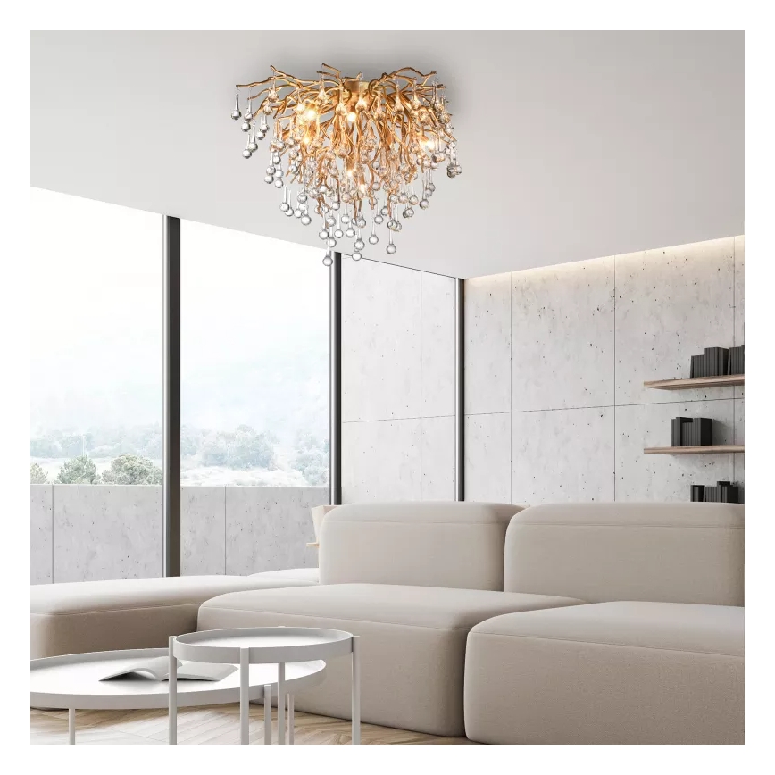 Paul Neuhaus 8091-11 - Candeeiro integrado ICICLE 9xG9/40W/230V diâmetro 50 cm latão