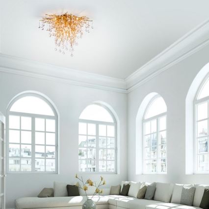 Paul Neuhaus 8091-11 - Candeeiro integrado ICICLE 9xG9/40W/230V diâmetro 50 cm latão