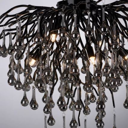 Paul Neuhaus 8091-18 - Lustre de tecto ICICLE, montagem em superfície, 9xG9/40W/230V, Ø 50 cm, preto