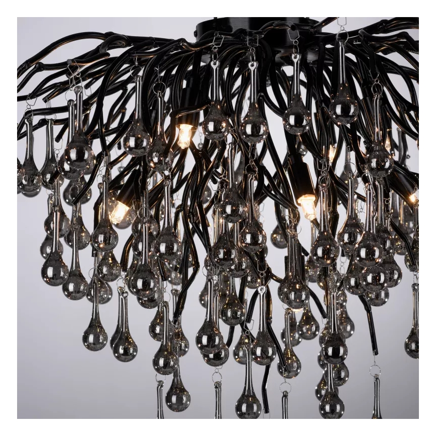 Paul Neuhaus 8091-18 - Lustre de tecto ICICLE, montagem em superfície, 9xG9/40W/230V, Ø 50 cm, preto