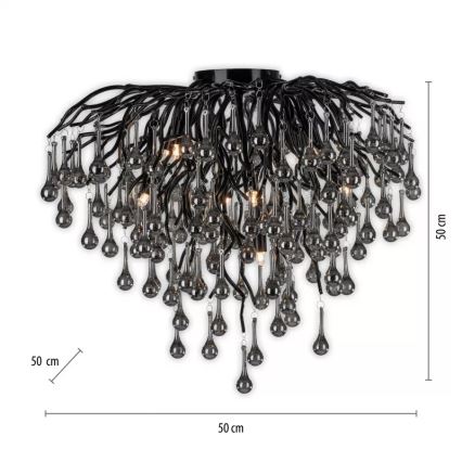 Paul Neuhaus 8091-18 - Lustre de tecto ICICLE, montagem em superfície, 9xG9/40W/230V, Ø 50 cm, preto