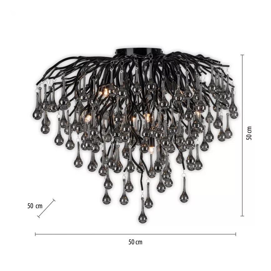 Paul Neuhaus 8091-18 - Lustre de tecto ICICLE, montagem em superfície, 9xG9/40W/230V, Ø 50 cm, preto