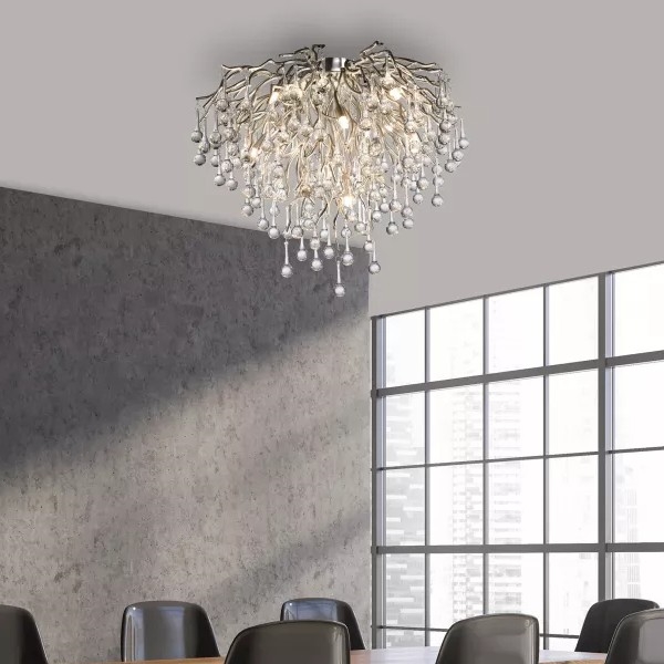 Paul Neuhaus 8091-55 - Candeeiro integrado ICICLE 9xG9/40W/230V diâmetro 50 cm cromado brilhante