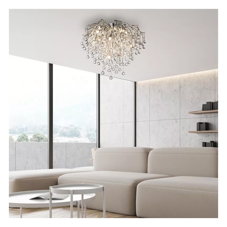 Paul Neuhaus 8091-55 - Candeeiro integrado ICICLE 9xG9/40W/230V diâmetro 50 cm cromado brilhante