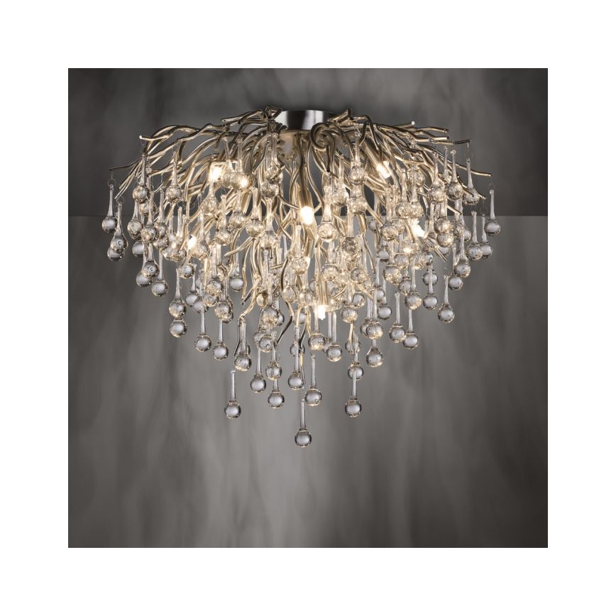 Paul Neuhaus 8091-55 - Candeeiro integrado ICICLE 9xG9/40W/230V diâmetro 50 cm cromado brilhante