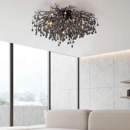 Paul Neuhaus 8092-18 - Lustre de tecto ICICLE de montagem superficial 14xG9/40W/230V Ø 100 cm preto