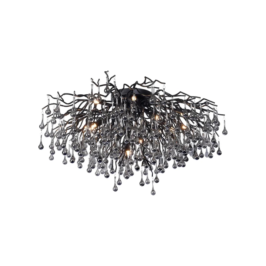 Paul Neuhaus 8092-18 - Lustre de tecto ICICLE de montagem superficial 14xG9/40W/230V Ø 100 cm preto