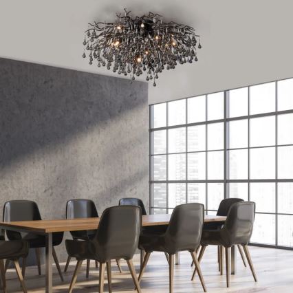 Paul Neuhaus 8092-18 - Lustre de tecto ICICLE de montagem superficial 14xG9/40W/230V Ø 100 cm preto