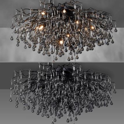 Paul Neuhaus 8092-18 - Lustre de tecto ICICLE de montagem superficial 14xG9/40W/230V Ø 100 cm preto