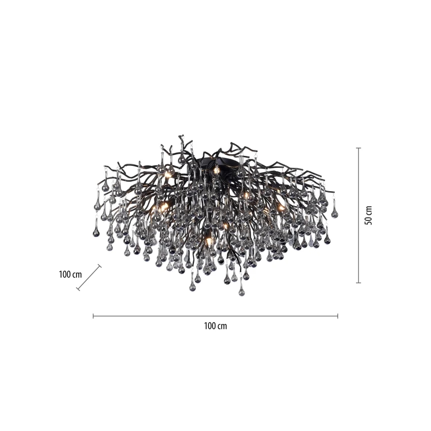 Paul Neuhaus 8092-18 - Lustre de tecto ICICLE de montagem superficial 14xG9/40W/230V Ø 100 cm preto