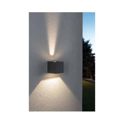 Paulmann 18000 - 2xLED/3W IP65 Iluminação de parede exterior CYBO 230V cinzenta