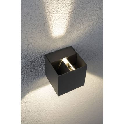 Paulmann 18000 - 2xLED/3W IP65 Iluminação de parede exterior CYBO 230V cinzenta