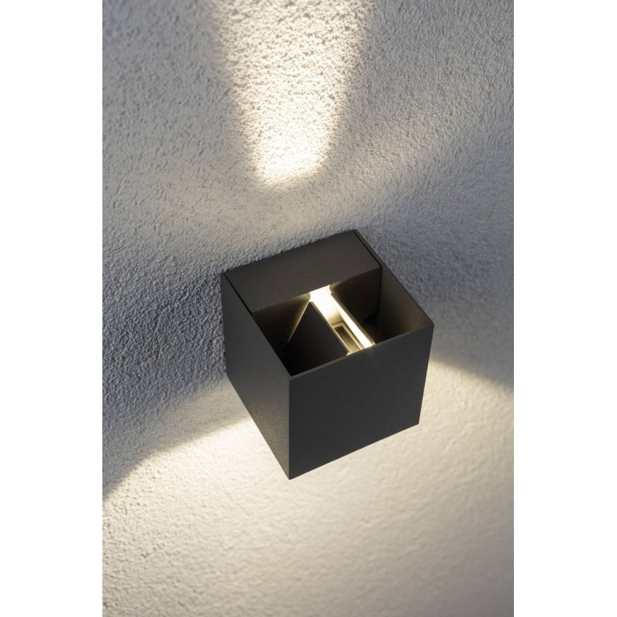 Paulmann 18000 - 2xLED/3W IP65 Iluminação de parede exterior CYBO 230V cinzenta