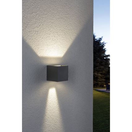 Paulmann 18000 - 2xLED/3W IP65 Iluminação de parede exterior CYBO 230V cinzenta