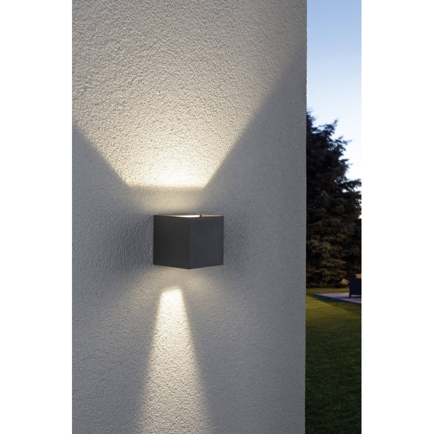 Paulmann 18000 - 2xLED/3W IP65 Iluminação de parede exterior CYBO 230V cinzenta